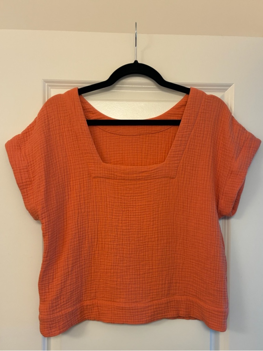 MADEWELL Double-Gauze Popover Top Orange Women’s Size Small NK894